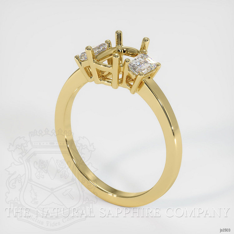 18K Yellow Gold Three Stone Ring Setting