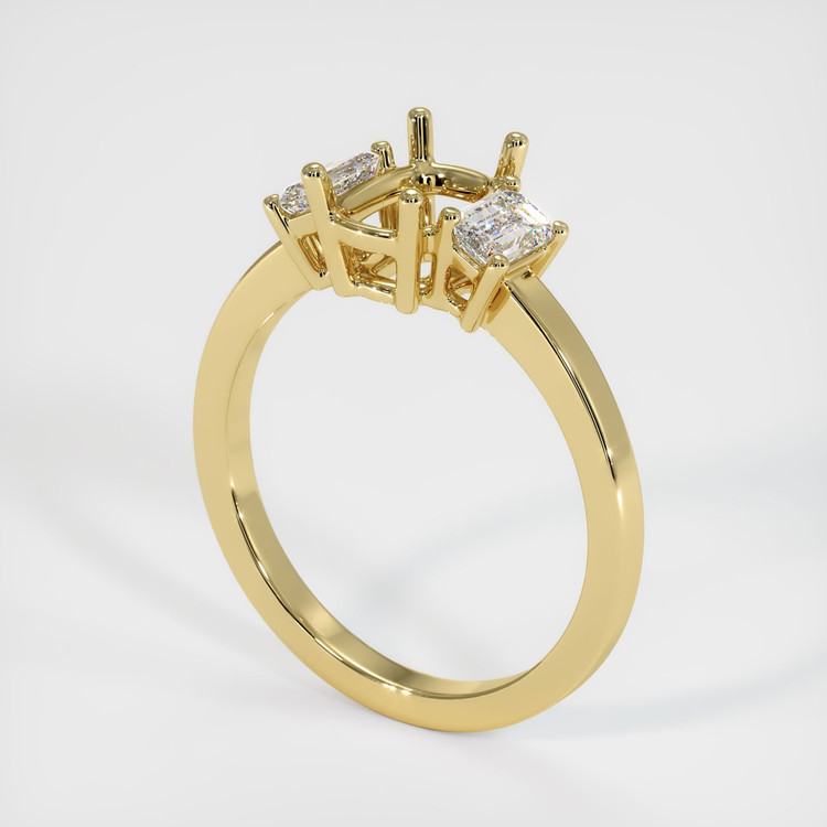 18K Yellow Gold Three Stone Ring Setting