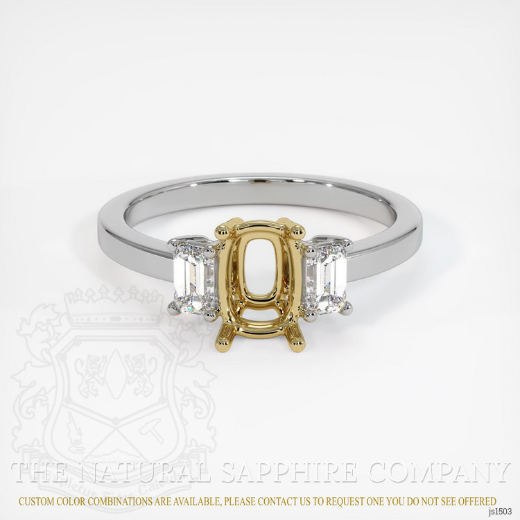 14K Yellow & White Three Stone Ring Setting