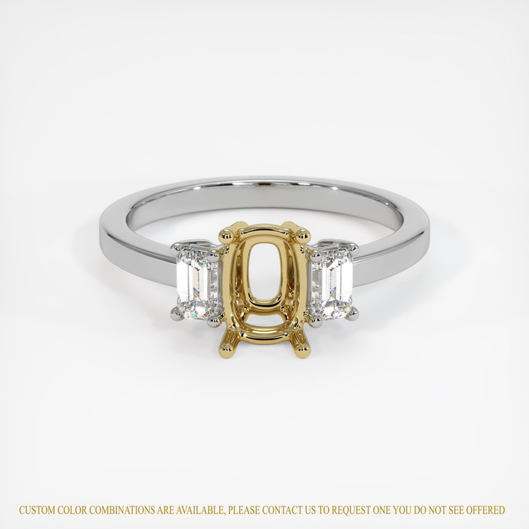 14K Yellow & White Three Stone Ring Setting