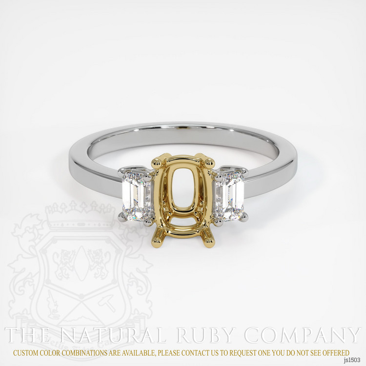 14K Yellow & White Three Stone Ring Setting