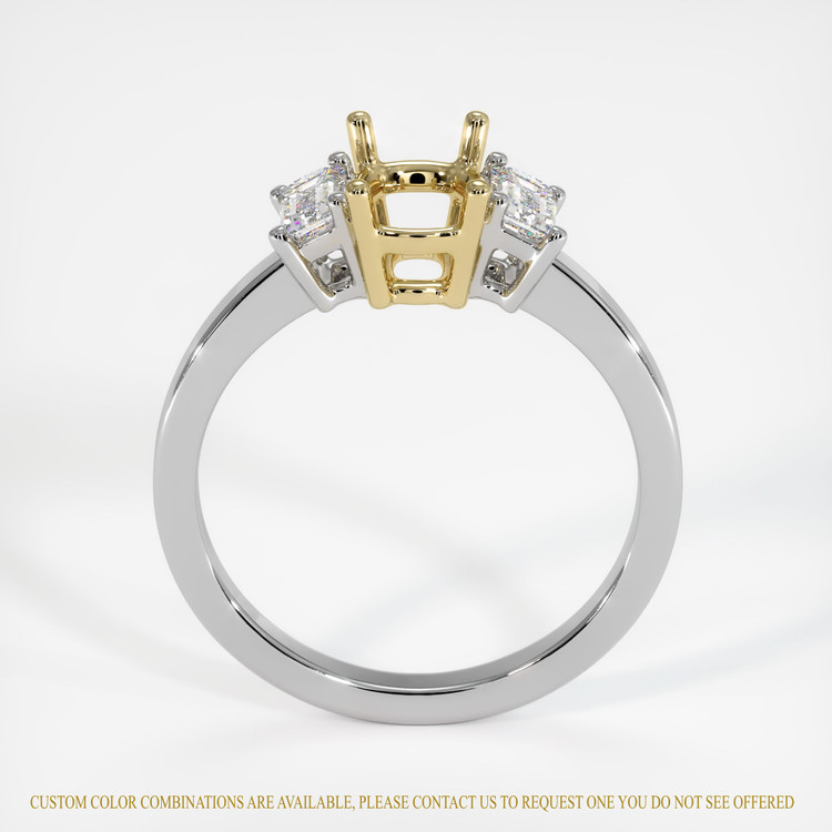 14K Yellow & White Three Stone Ring Setting