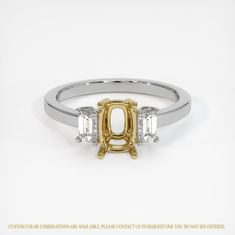 18K Yellow & White Three Stone Ring Setting