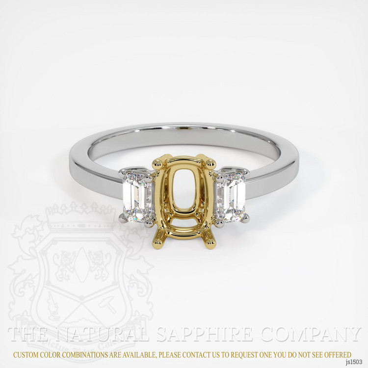 18K Yellow & White Three Stone Ring Setting