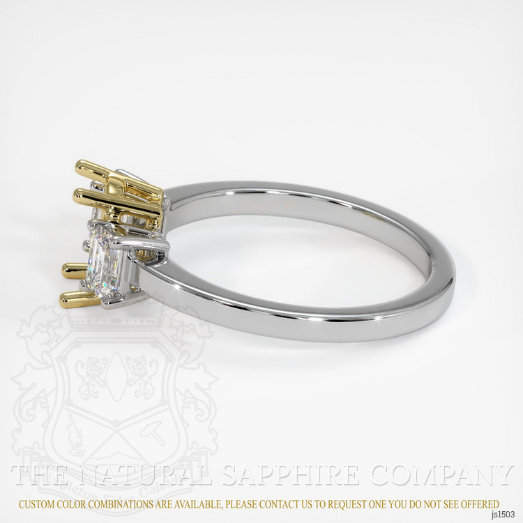 18K Yellow & White Three Stone Ring Setting