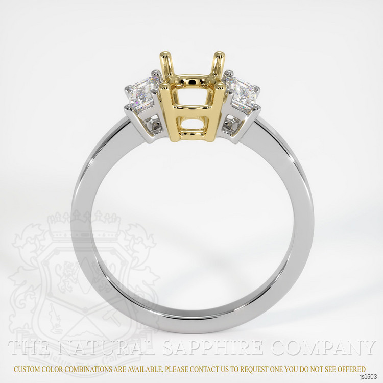 18K Yellow & White Three Stone Ring Setting