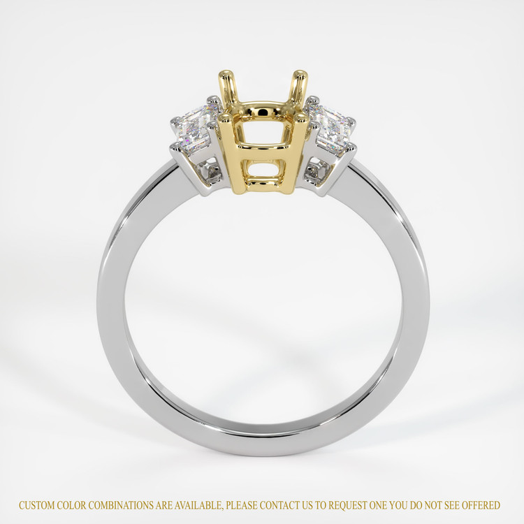 18K Yellow & White Three Stone Ring Setting