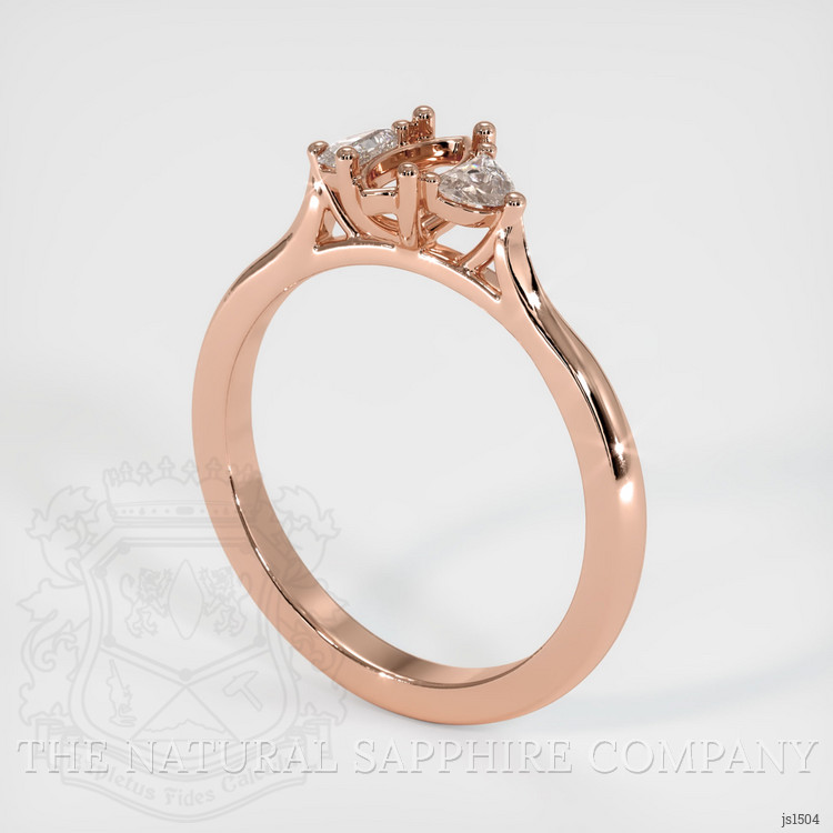 14K Rose Gold Three Stone Ring Setting