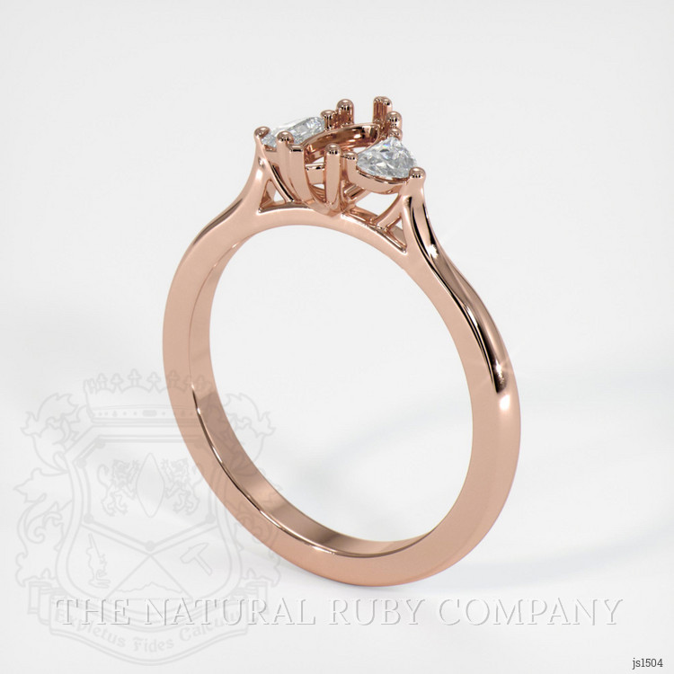 14K Rose Gold Three Stone Ring Setting