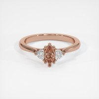 14K Rose Gold Three Stone Ring Setting Image