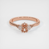 14K Rose Gold Three Stone Ring Setting Image