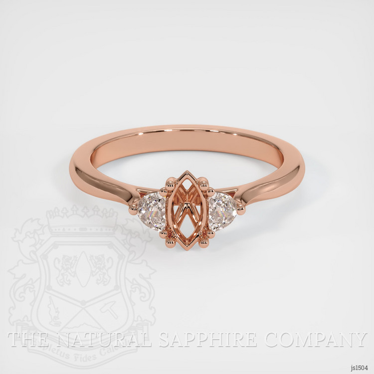 14K Rose Gold Three Stone Ring Setting