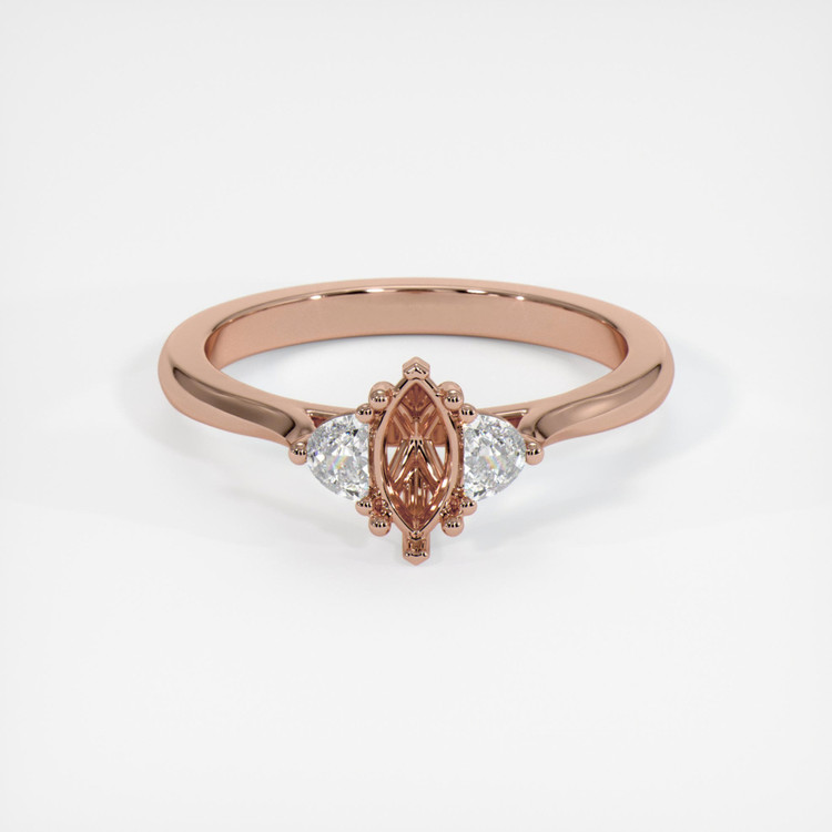14K Rose Gold Three Stone Ring Setting