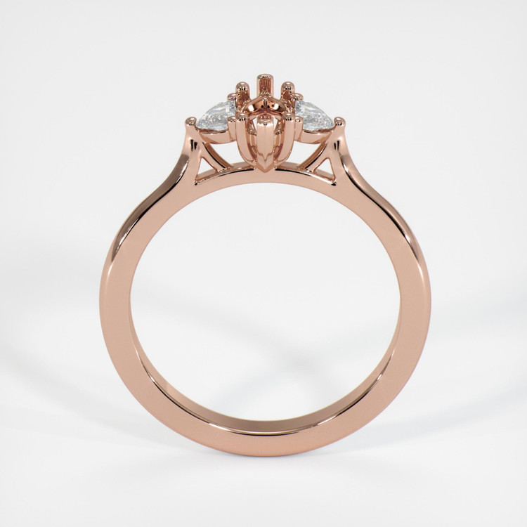 14K Rose Gold Three Stone Ring Setting