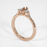 18K Rose Gold Three Stone Ring Setting Image