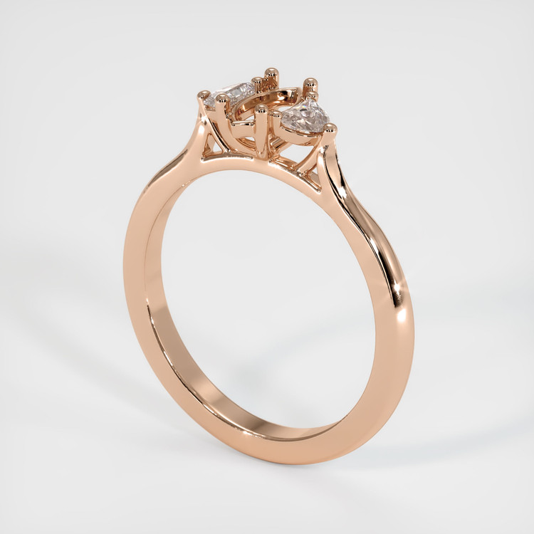 18K Rose Gold Three Stone Ring Setting