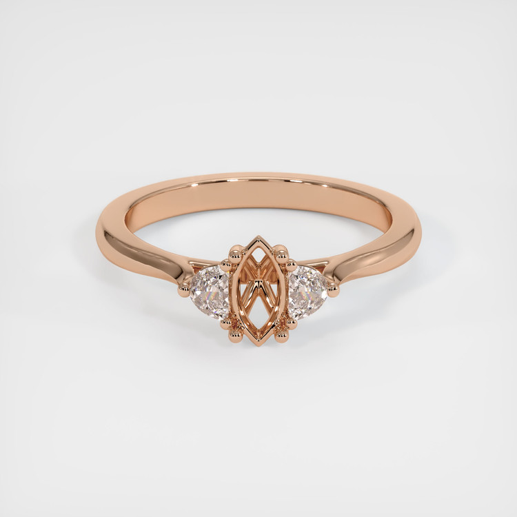 18K Rose Gold Three Stone Ring Setting