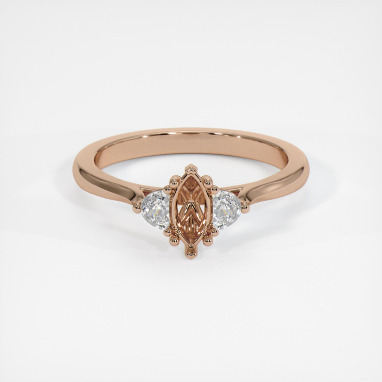 18K Rose Gold Three Stone Ring Setting