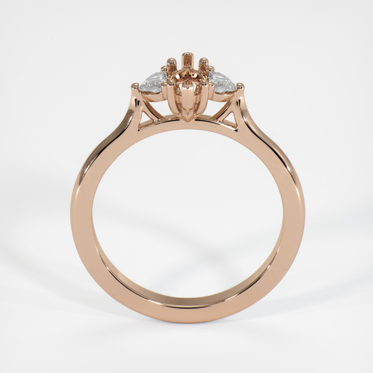 18K Rose Gold Three Stone Ring Setting