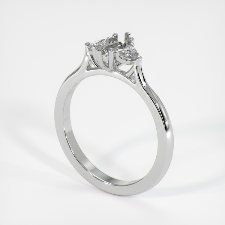 10K White Gold Three Stone Ring Setting