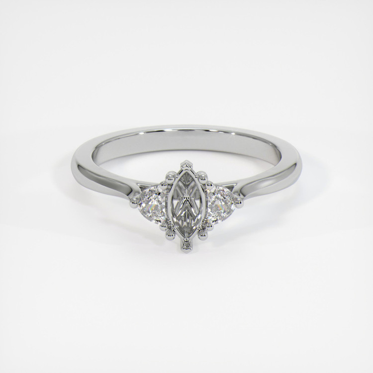 10K White Gold Three Stone Ring Setting