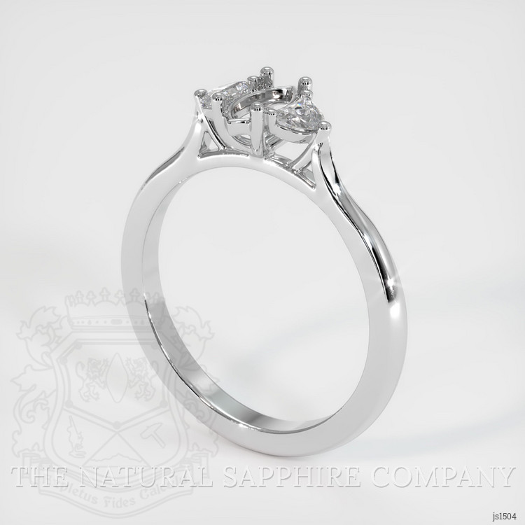 14K White Gold Three Stone Ring Setting