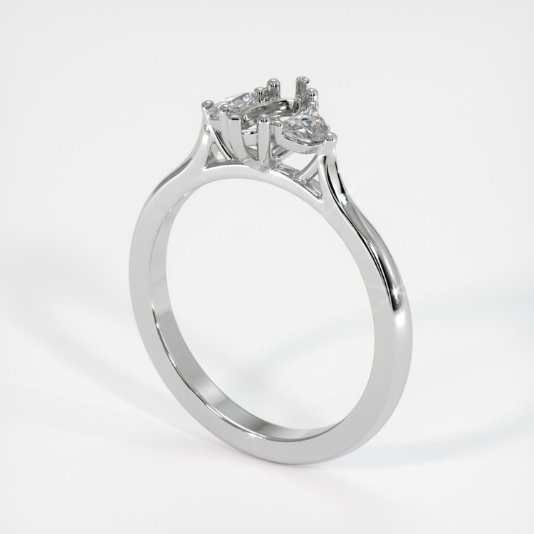 14K White Gold Three Stone Ring Setting