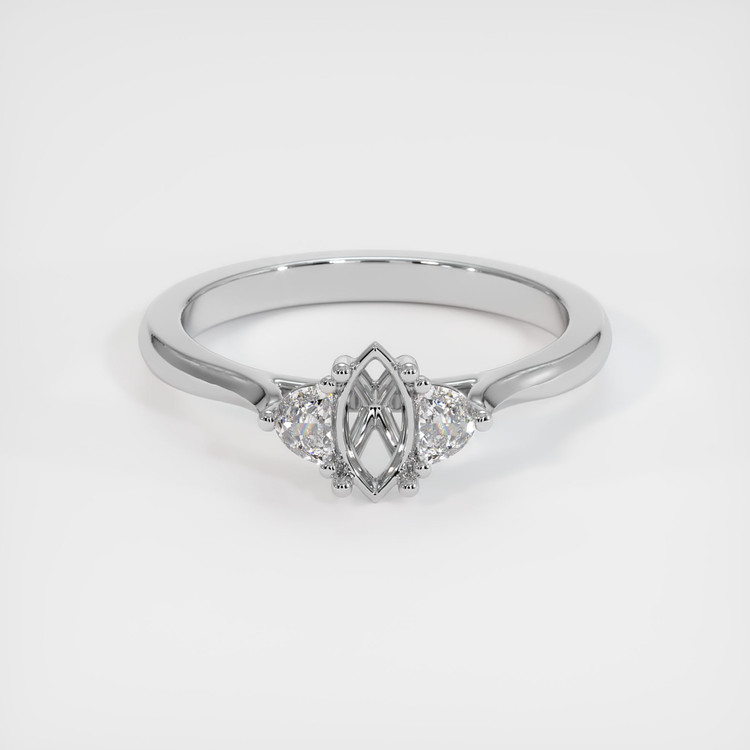 14K White Gold Three Stone Ring Setting