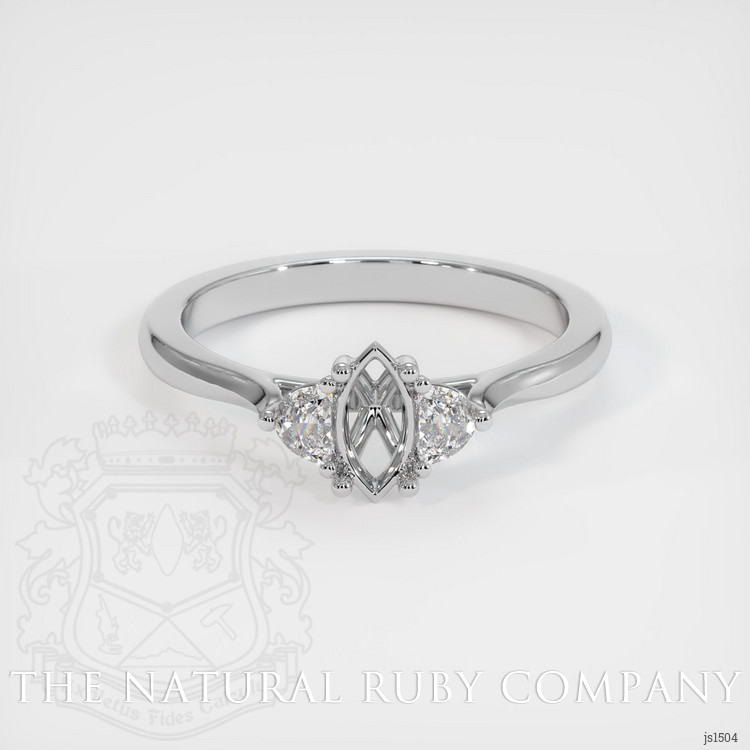 14K White Gold Three Stone Ring Setting