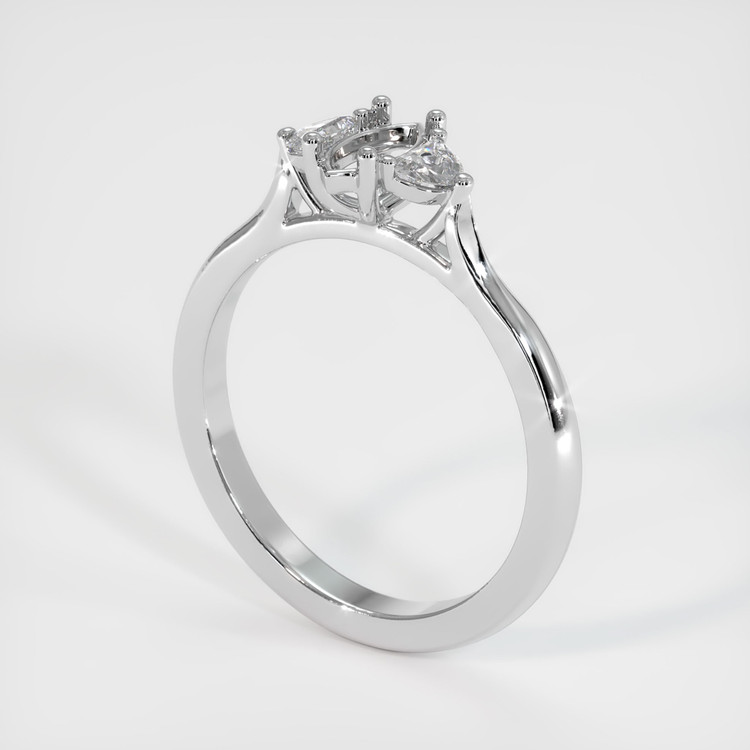 18K White Gold Three Stone Ring Setting