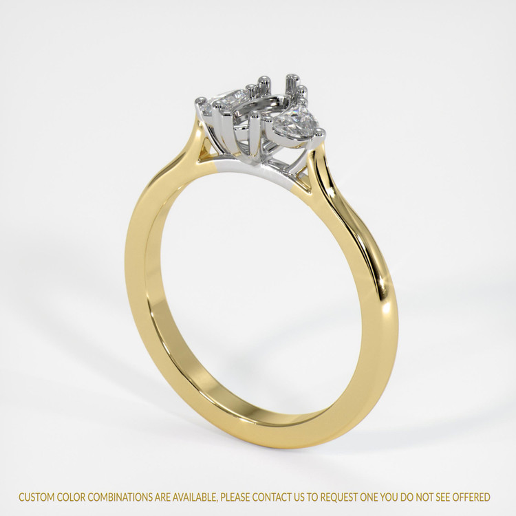 14K White & Yellow Three Stone Ring Setting