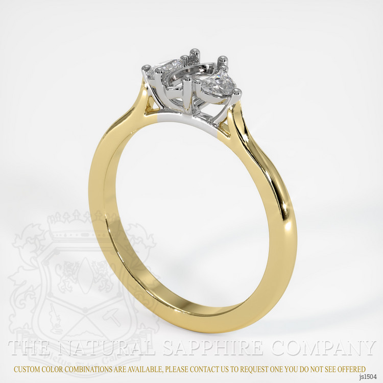 14K White & Yellow Three Stone Ring Setting