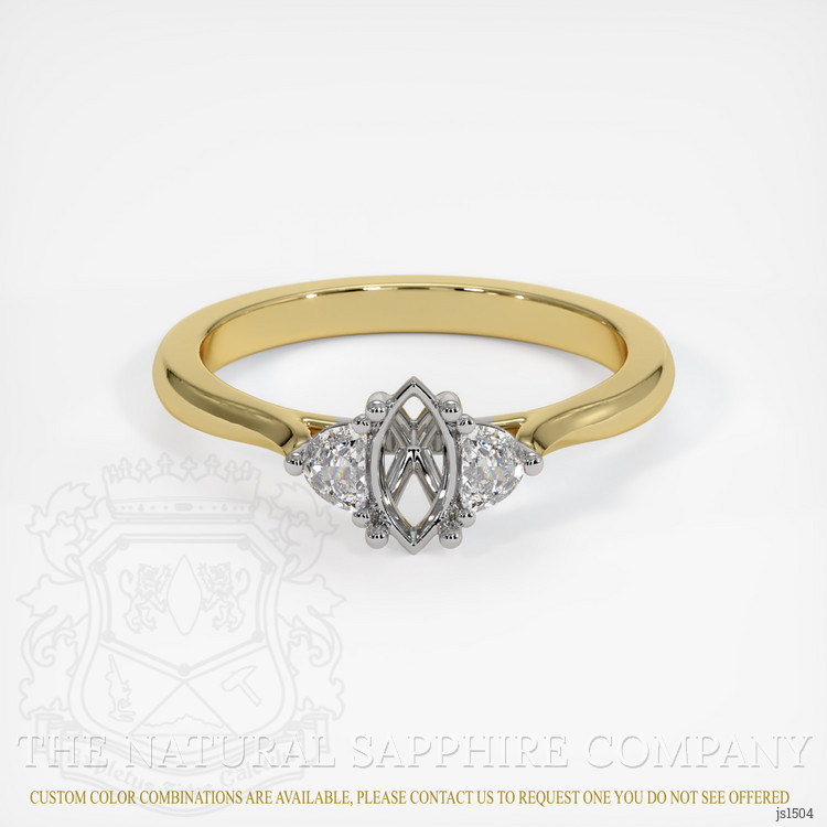 14K White & Yellow Three Stone Ring Setting