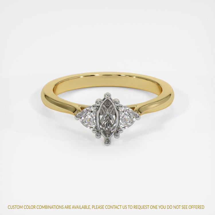 14K White & Yellow Three Stone Ring Setting