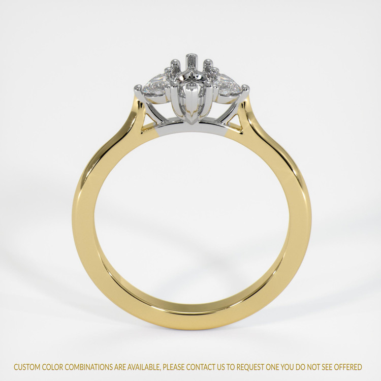 14K White & Yellow Three Stone Ring Setting