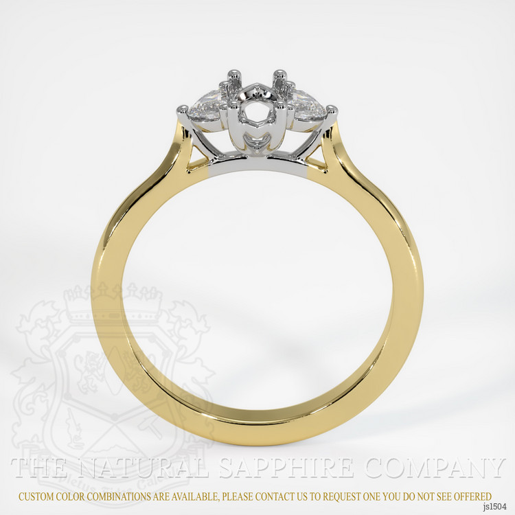 14K White & Yellow Three Stone Ring Setting