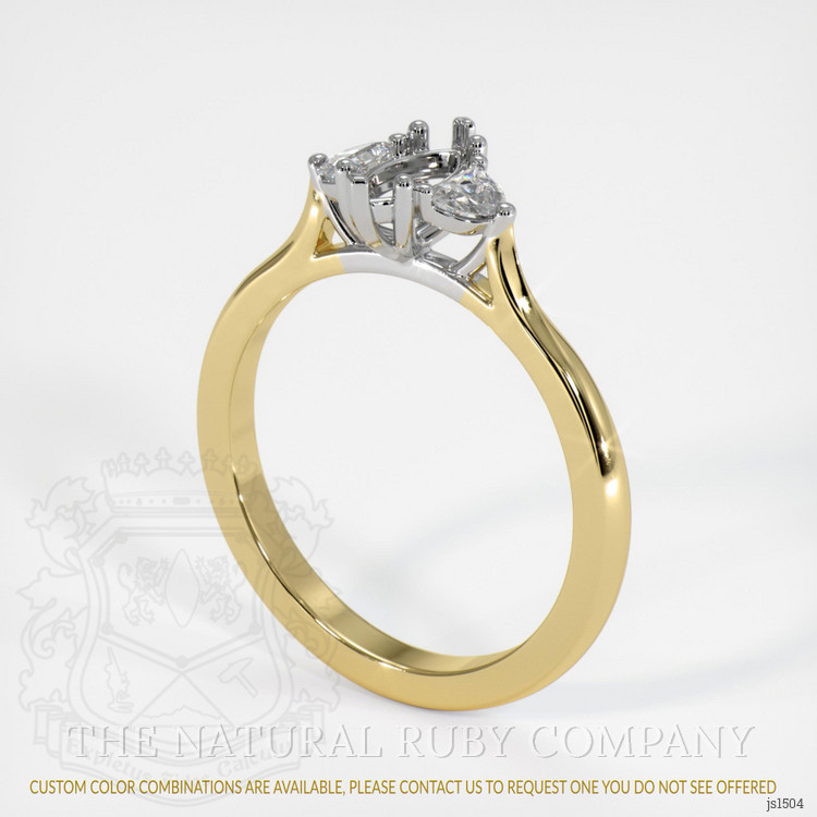18K White & Yellow Three Stone Ring Setting