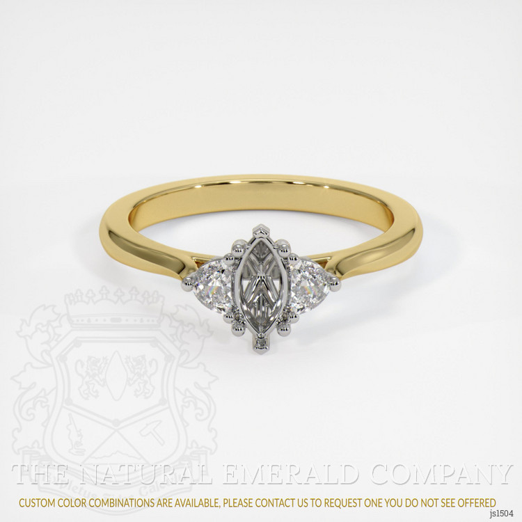 18K White & Yellow Three Stone Ring Setting