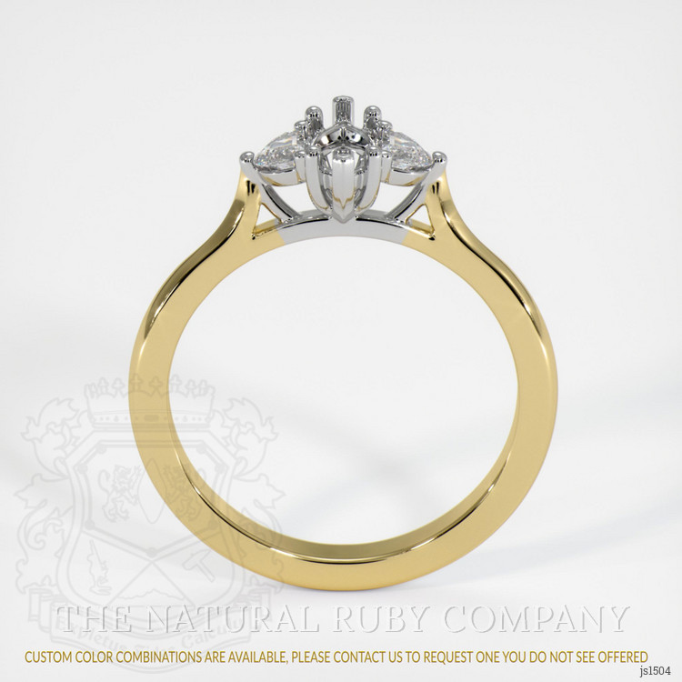 18K White & Yellow Three Stone Ring Setting