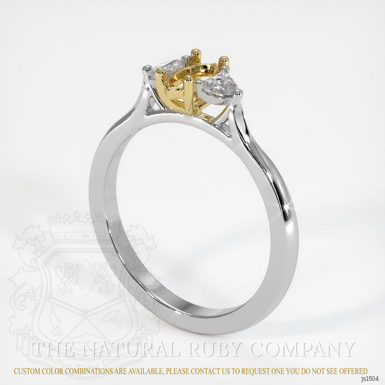 14K Yellow & White Three Stone Ring Setting