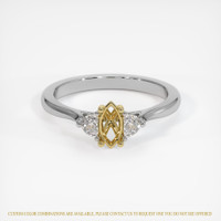 14K Yellow & White Three Stone Ring Setting Image
