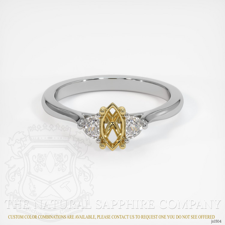 14K Yellow & White Three Stone Ring Setting