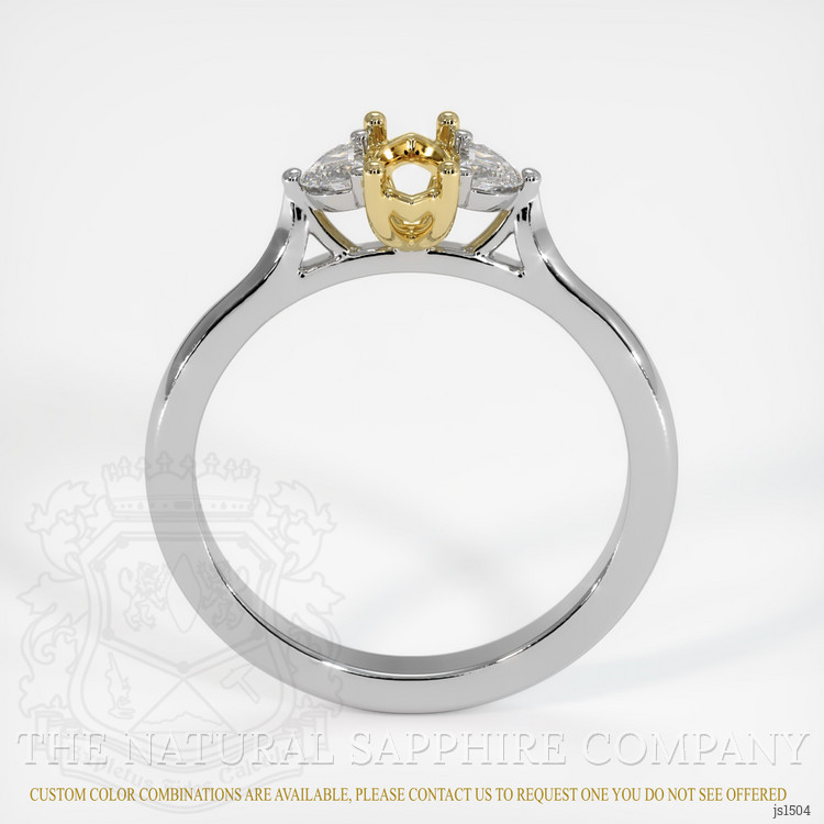 14K Yellow & White Three Stone Ring Setting