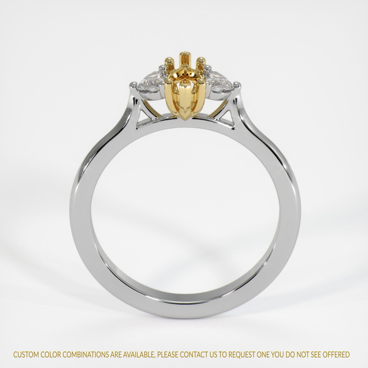14K Yellow & White Three Stone Ring Setting