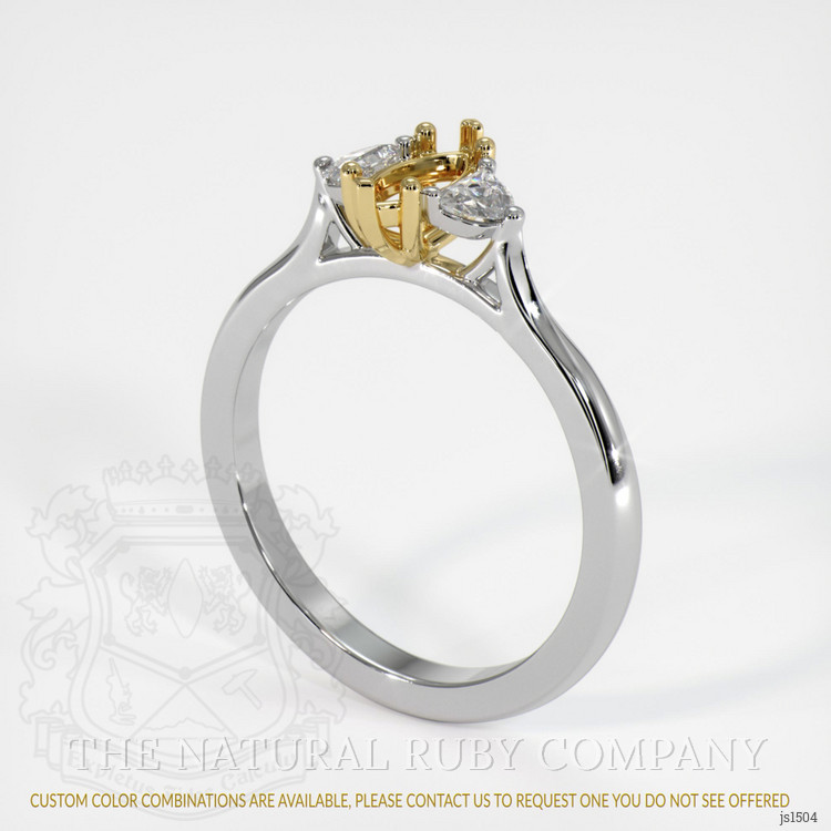 18K Yellow & White Three Stone Ring Setting