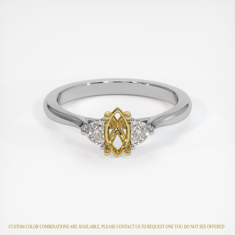 18K Yellow & White Three Stone Ring Setting