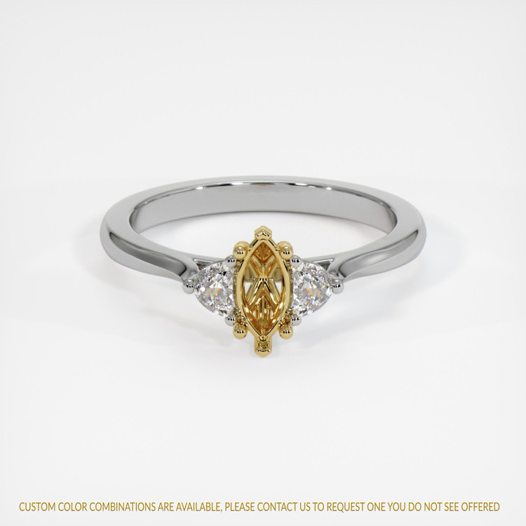 18K Yellow & White Three Stone Ring Setting