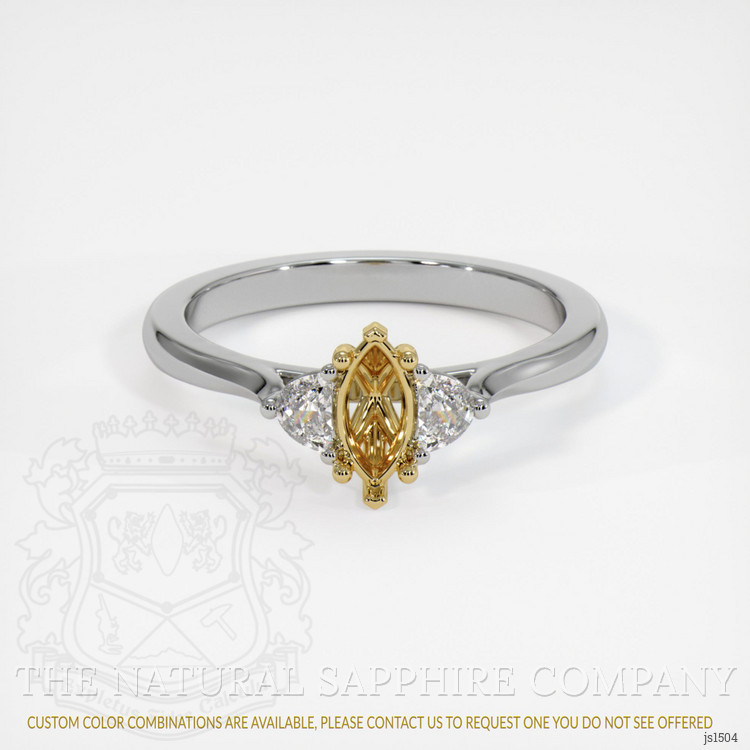 18K Yellow & White Three Stone Ring Setting