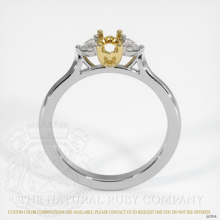 18K Yellow & White Three Stone Ring Setting