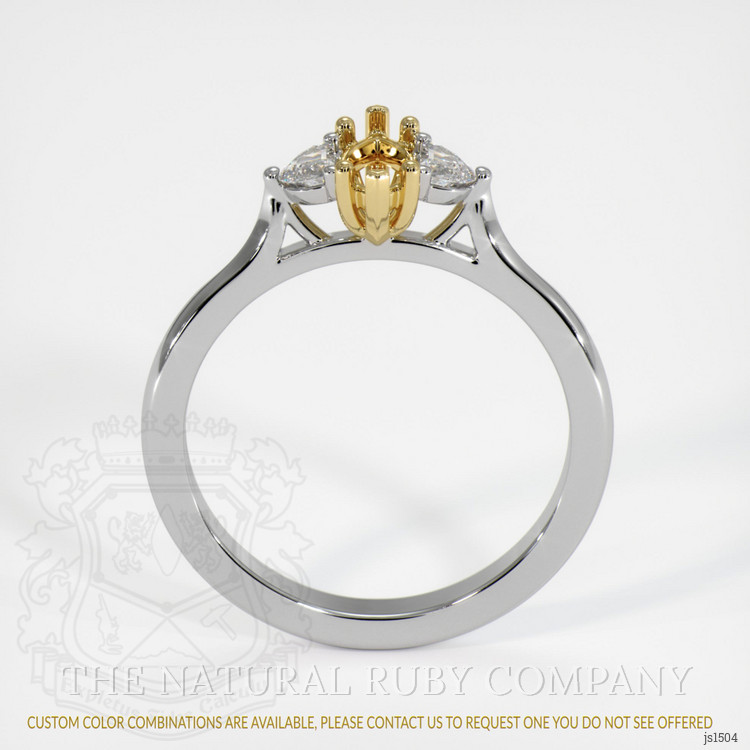 18K Yellow & White Three Stone Ring Setting